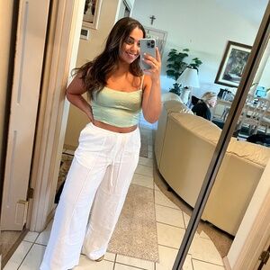 Aerie Green Satin Corset Crop Top - M